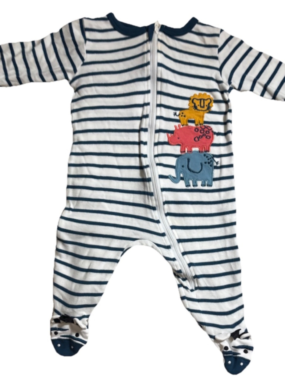 Koala Baby Blue White Striped Sleep N Play Zebra Toes Lion Rhino Elephant 9M
